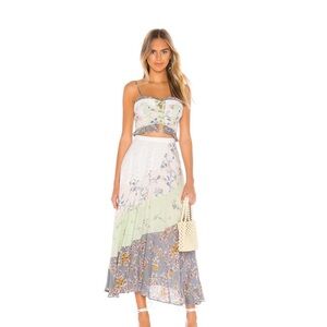 Free People Floral Two-Piece Set with Lace Details